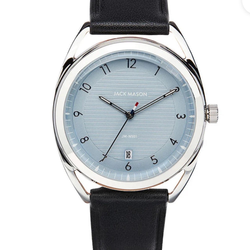 Jack Mason Brand Black and Silver Watch